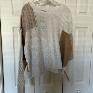 Elegant Patchwork Cable Knit Sweater